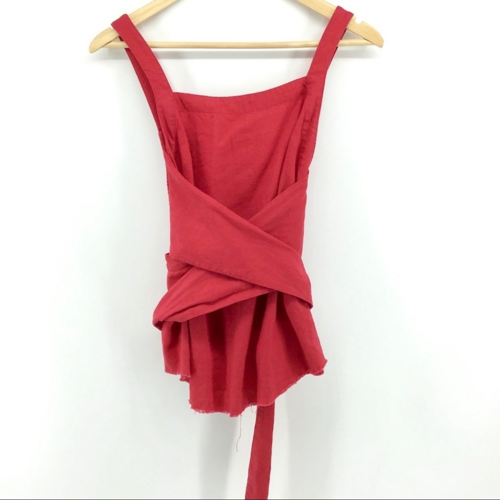 BP | Raw Hem Wrap Detail Red Top for Women Size S
